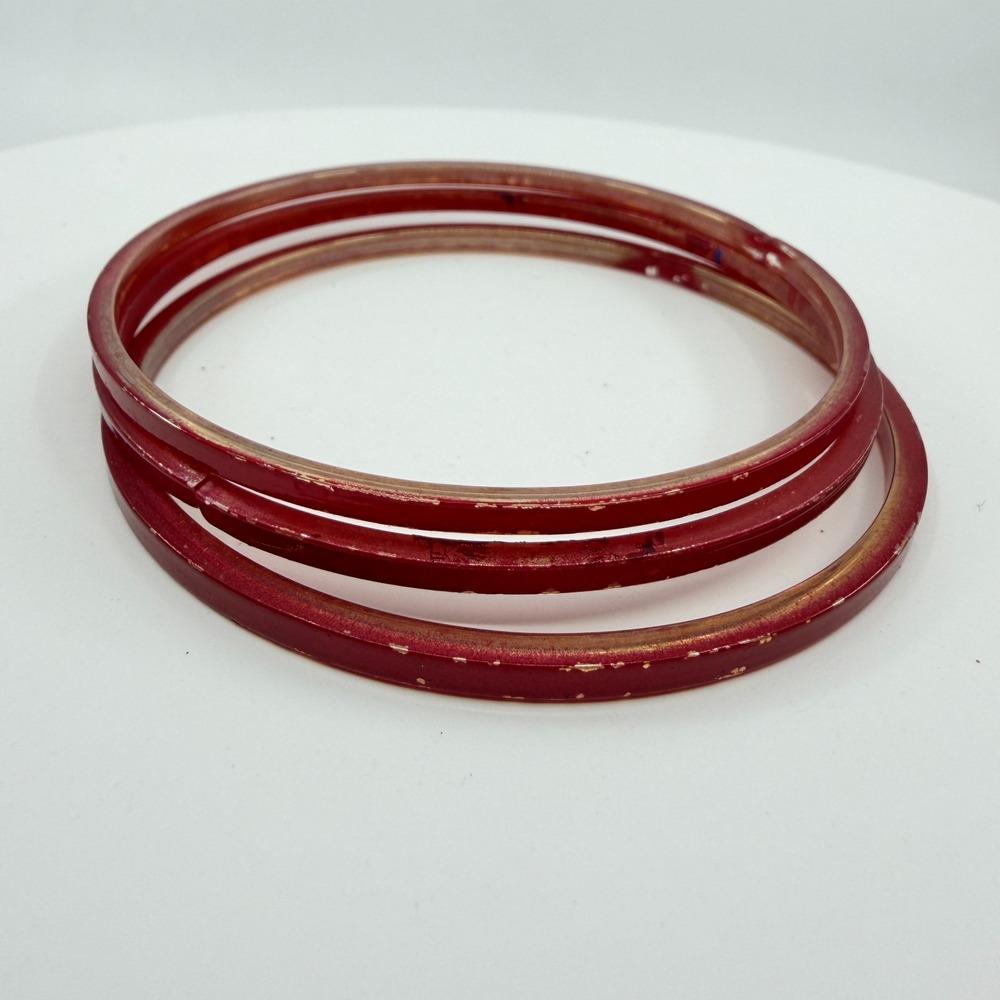 Minimalist Translucent Red Bangle Set - Lightweight Layering Jewelry